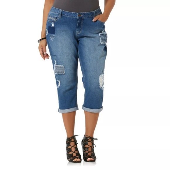 NWT Simply Emma Sz 24 Stretch Crop Capri Jeans New - Picture 3 of 6